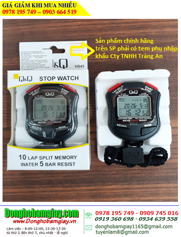 HS45J003Y, Đồng hồ bấm giây Q&Q HS45J003Y chính hãng Q&Q Japan _BH 1năm